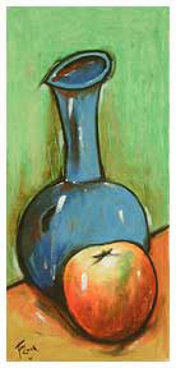 COOK Juan vase bleu et pomme