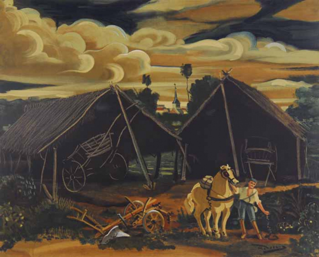 DERAIN André fermier avec son cheval