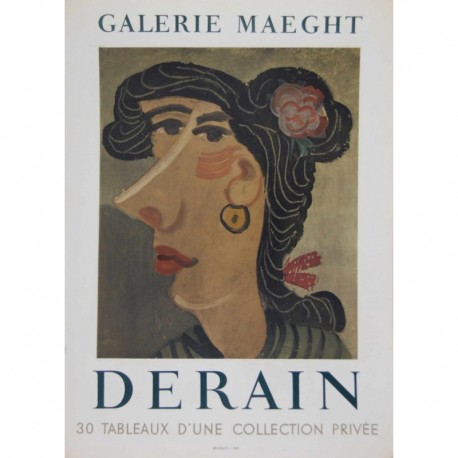 DERAIN André affiche galerie maeght portrait femme brune 