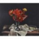 DERAIN André bouquet rouge vase transparent sur la table