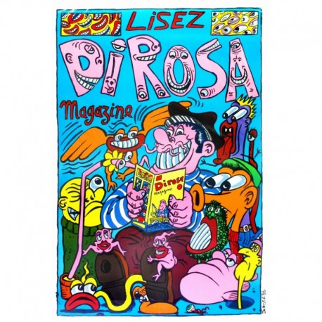 DI ROSA Hervé page de magazine homme qui lit avec étranges personnages