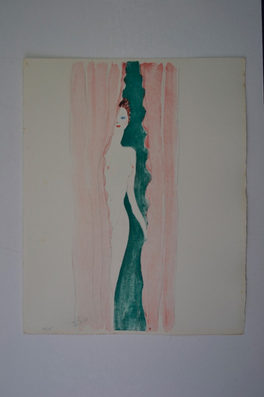 DOMERGUE Jean-Gabriel femme nue entre rideaux