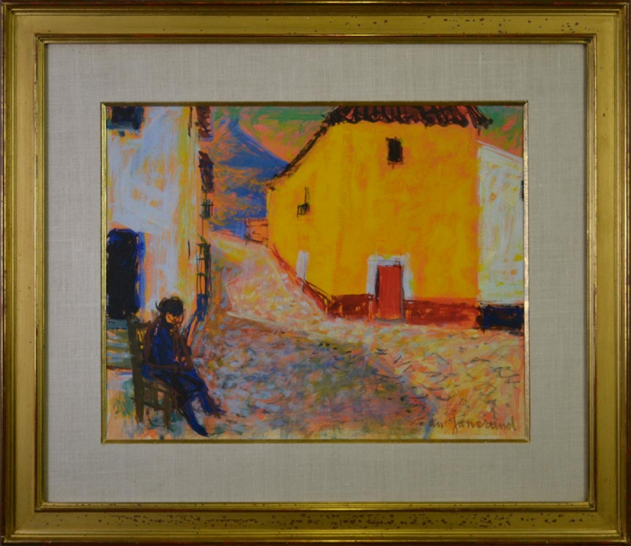 FEMME ASSISE DEVANT CHEZ ELLE - DU JANERAND Daniel (1920 - 1990) - Pastel