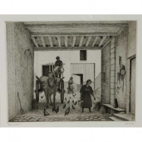 A LA FERME - DUBREUIL Pierre (1891 - 1970) - Gravure