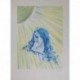 femme à la longue chevelure bleue 