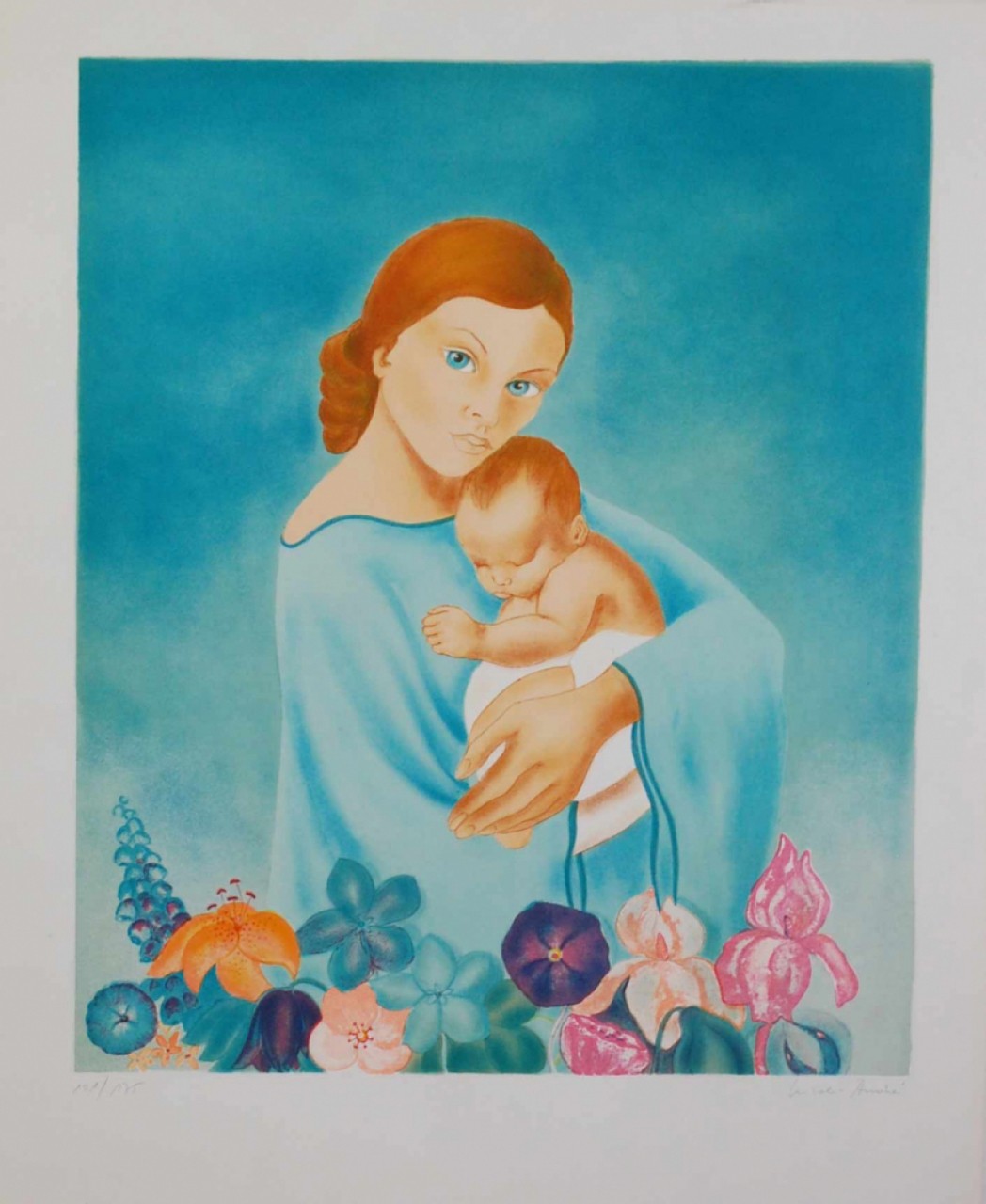 femme rousse et son bébé