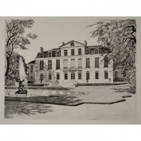 grand manoir avec fontaine