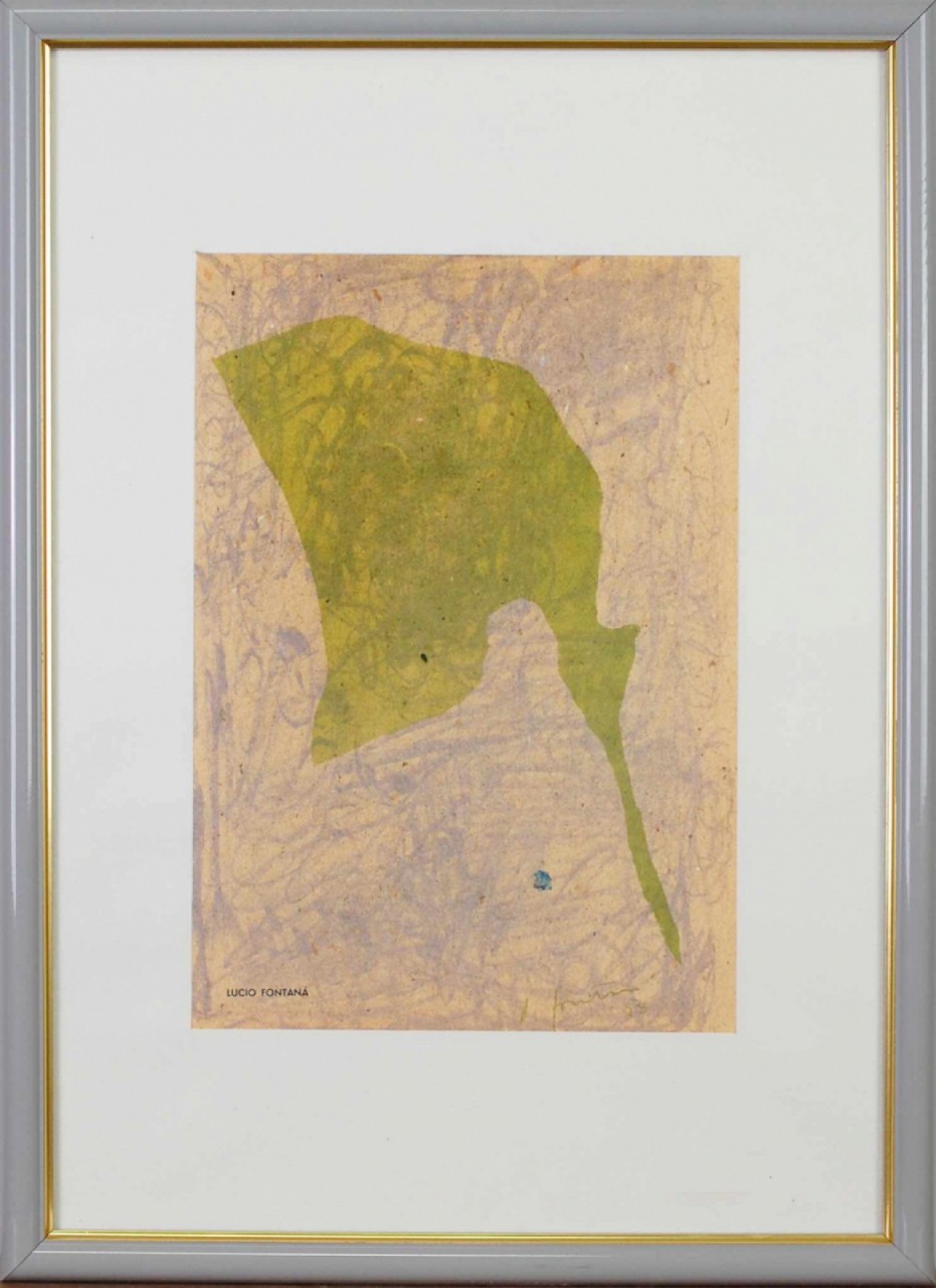 FONTANA Lucio composition orange ombre verte
