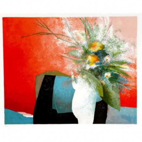 GAVEAU Claude bouquet dans vase blanc
