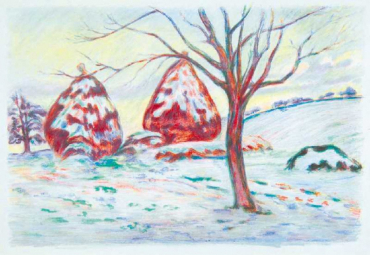 GUILLAUMIN Armand meules de foins dans la neige