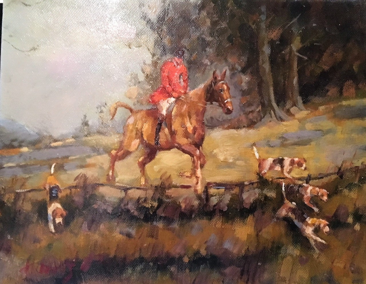 LE CAVALIER ROUGE - HARRIS Steve (XXème siècle) - Huile sur toile