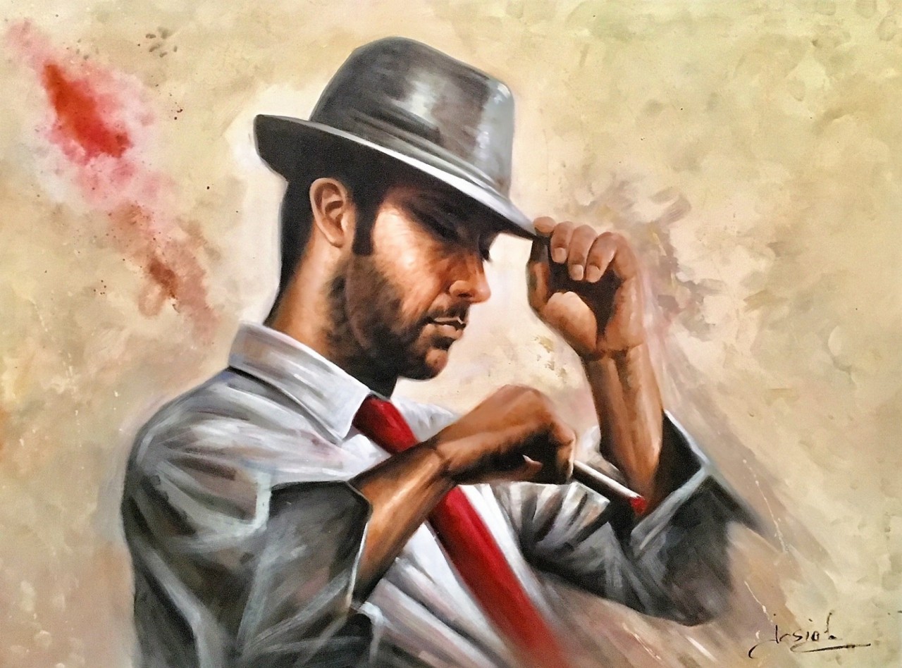 JOSIAH Mérida chapeau et cravate rouge