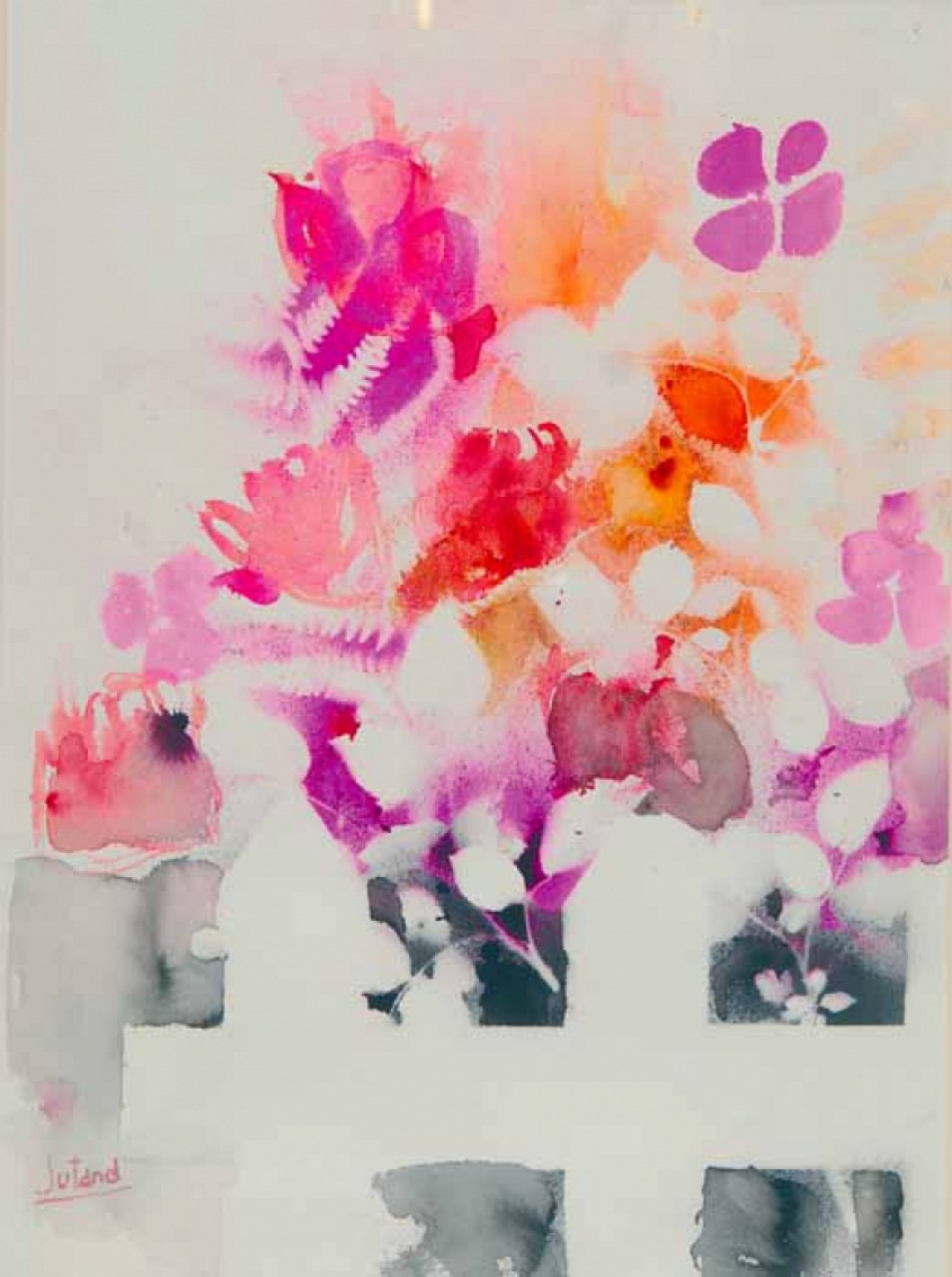 COMPOSITION FLORALE - JUTAND Pierre (1935 - ) - Aquarelle