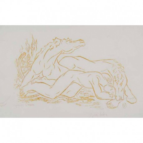 KROHG Per Lasson homme allongé avec chevaux