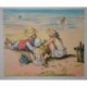 LALANDE Jacques enfants sur la plage avec leur panier