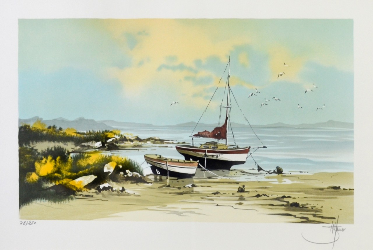 LAURO Stéphane bateaux sur la plage à marée basse