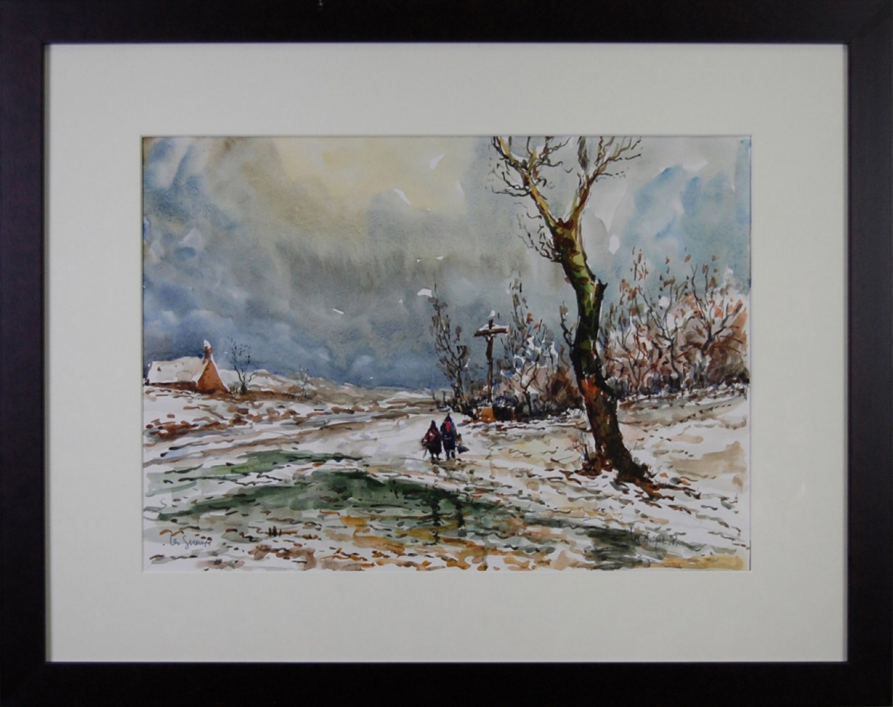 CAMPAGNE HIVERNALE * - LAVOINE L.P. Robert (1916 - 1999) - Aquarelle