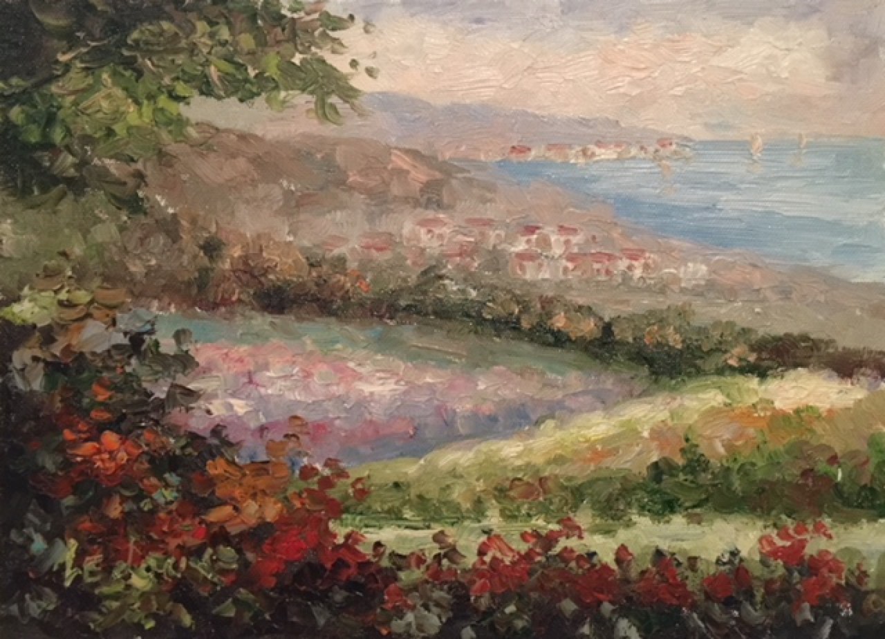 LEDOUX Fernand paysage avant la ville en bord de mer