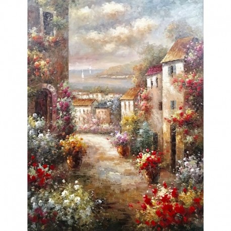 LEDOUX Fernand vases de fleurs dans le village