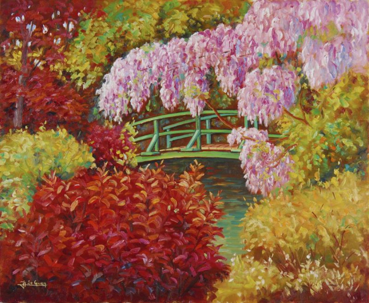 LEGUEN Jean-Marie pont sous les fleurs japonaises
