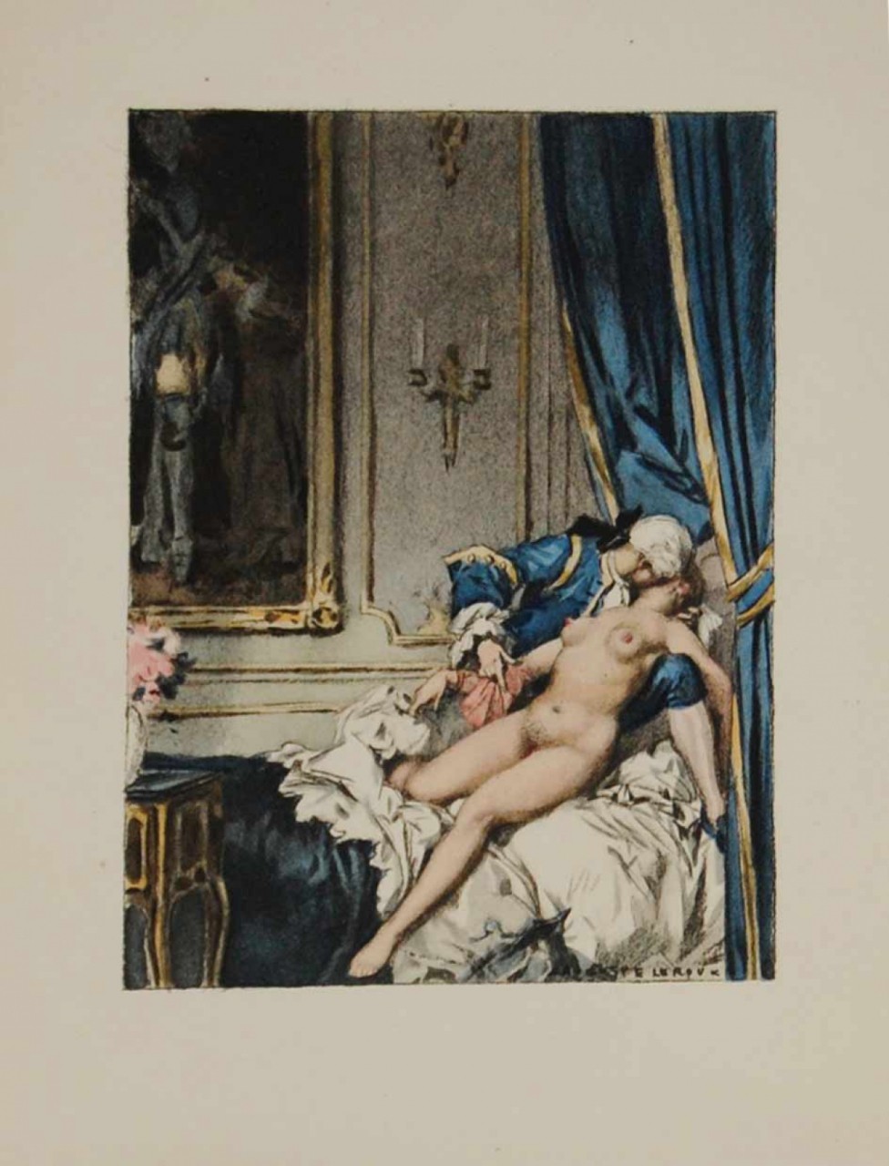 LEROUX Auguste baiser avec une femme nue