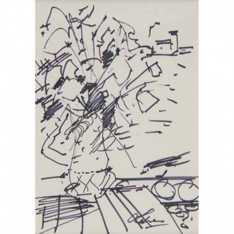 COMPOSITION FLORALE - LEVIER Charles (1920 - 2003) - Dessin