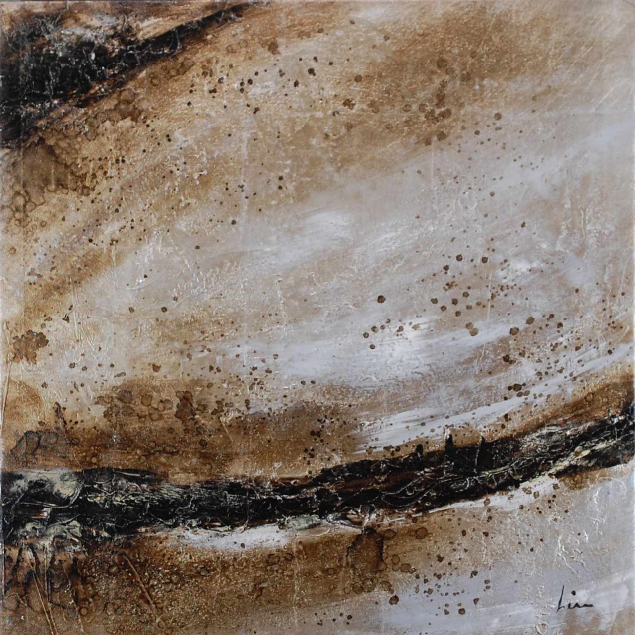 COMPOSITION - LIN Barnabé (XXème siècle) - Huile sur toile