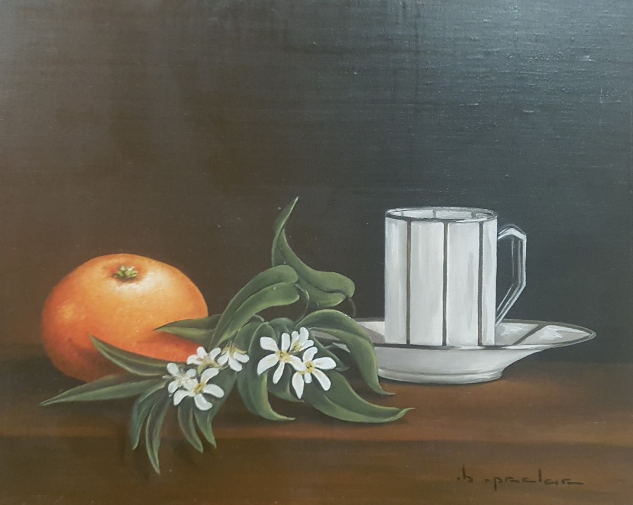 MALLET Edouard orange et tasse blanche