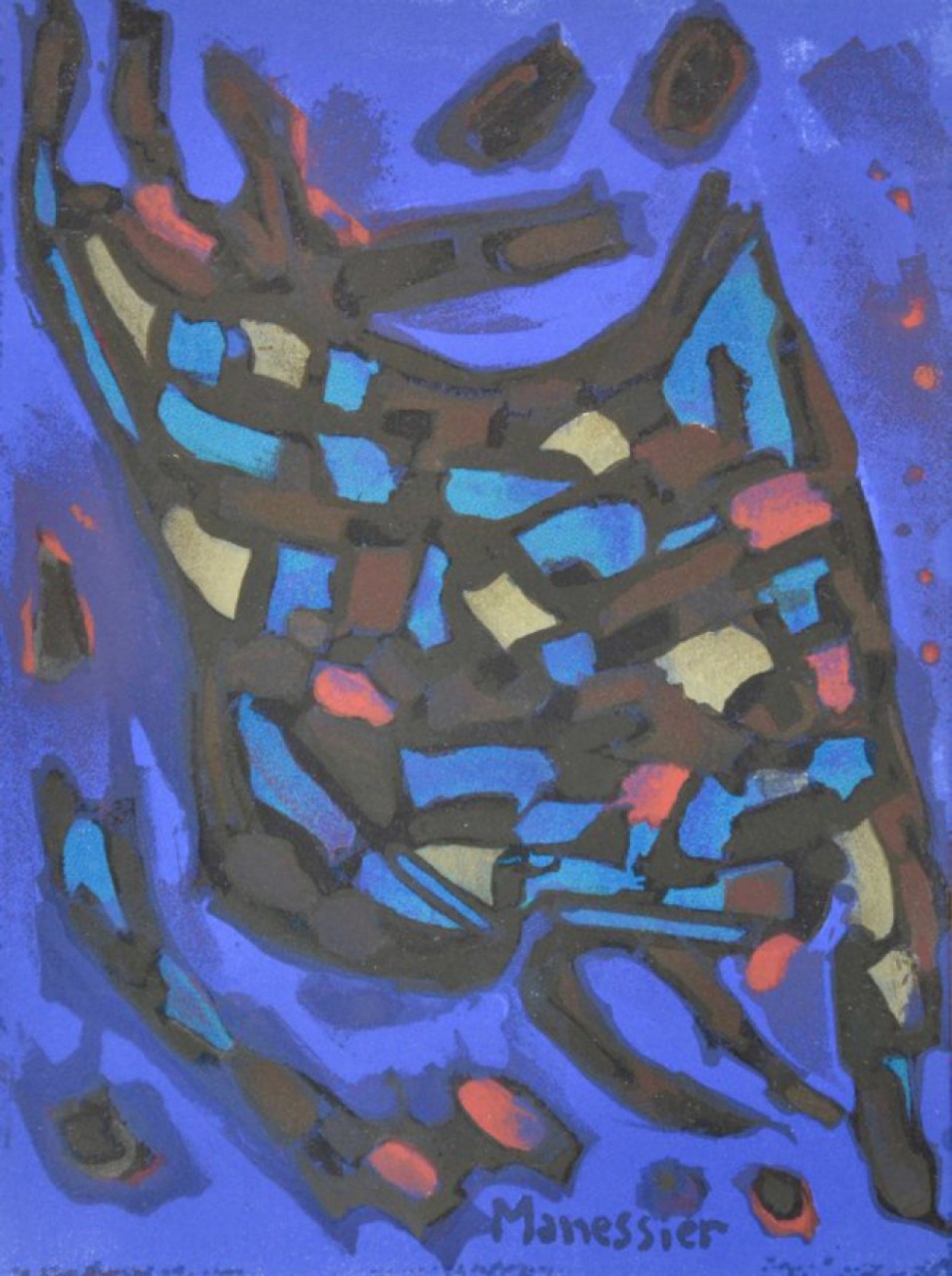 MANESSIER Alfred composition colorée bleue