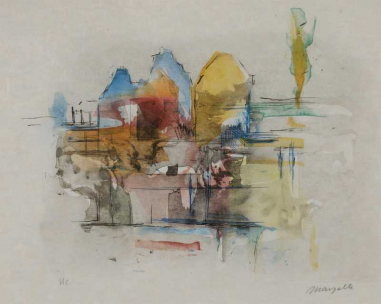 PAYSAGE - MARZELLE Jean (1916 - 2005) - Lithographie