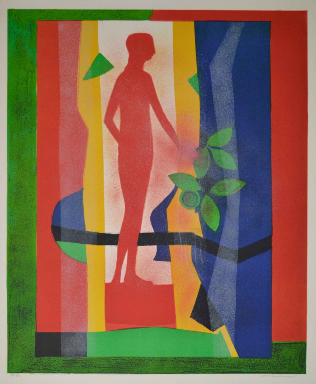MIME MARCEAU silhouette dans composition colorée