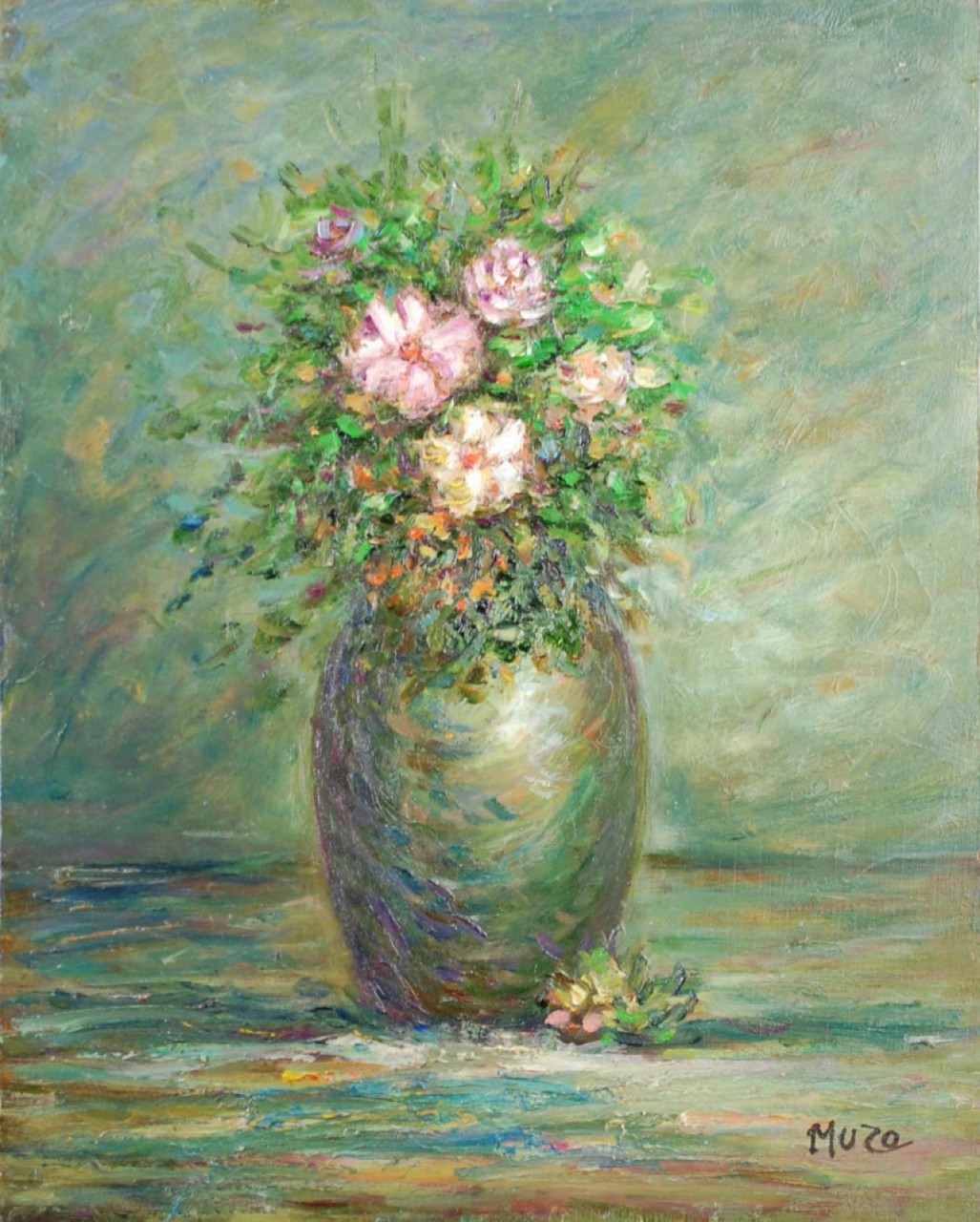 MUZO vase et fleurs roses