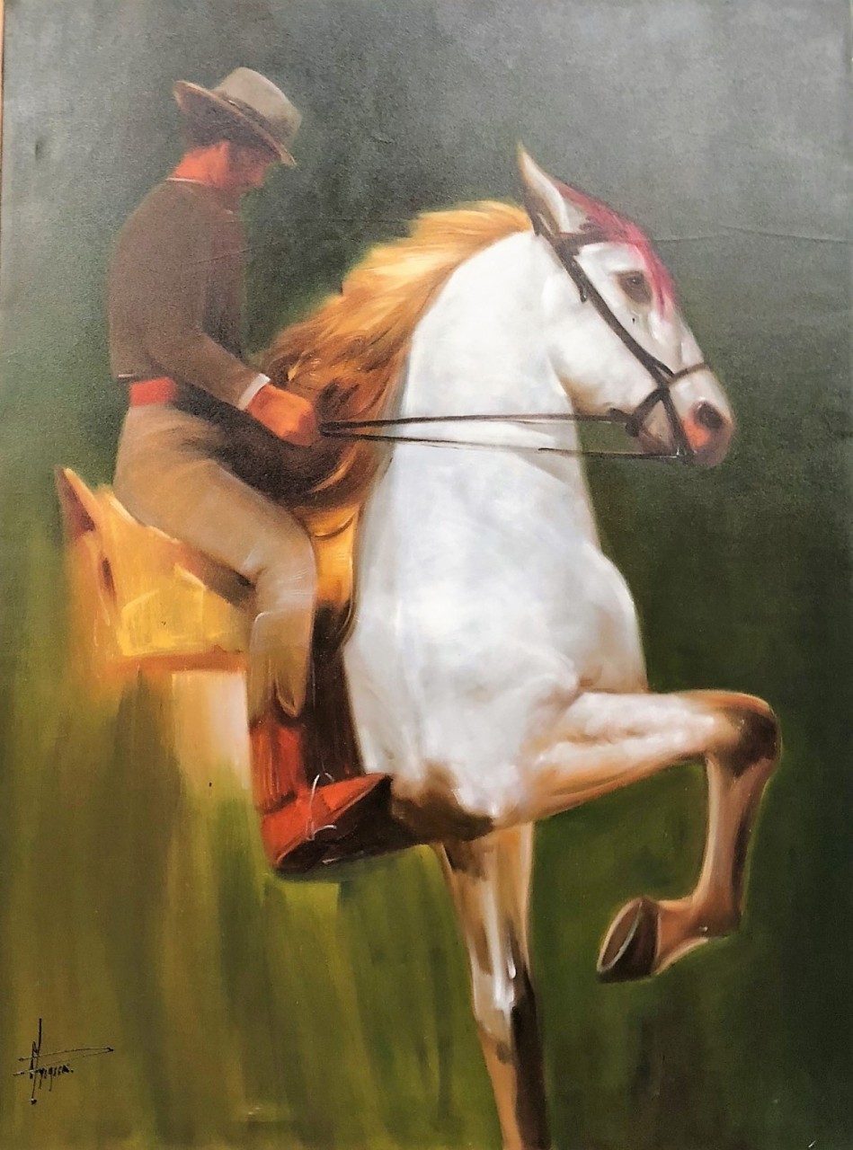 PALMIERI Antonio cowboy sur son cheval blanc