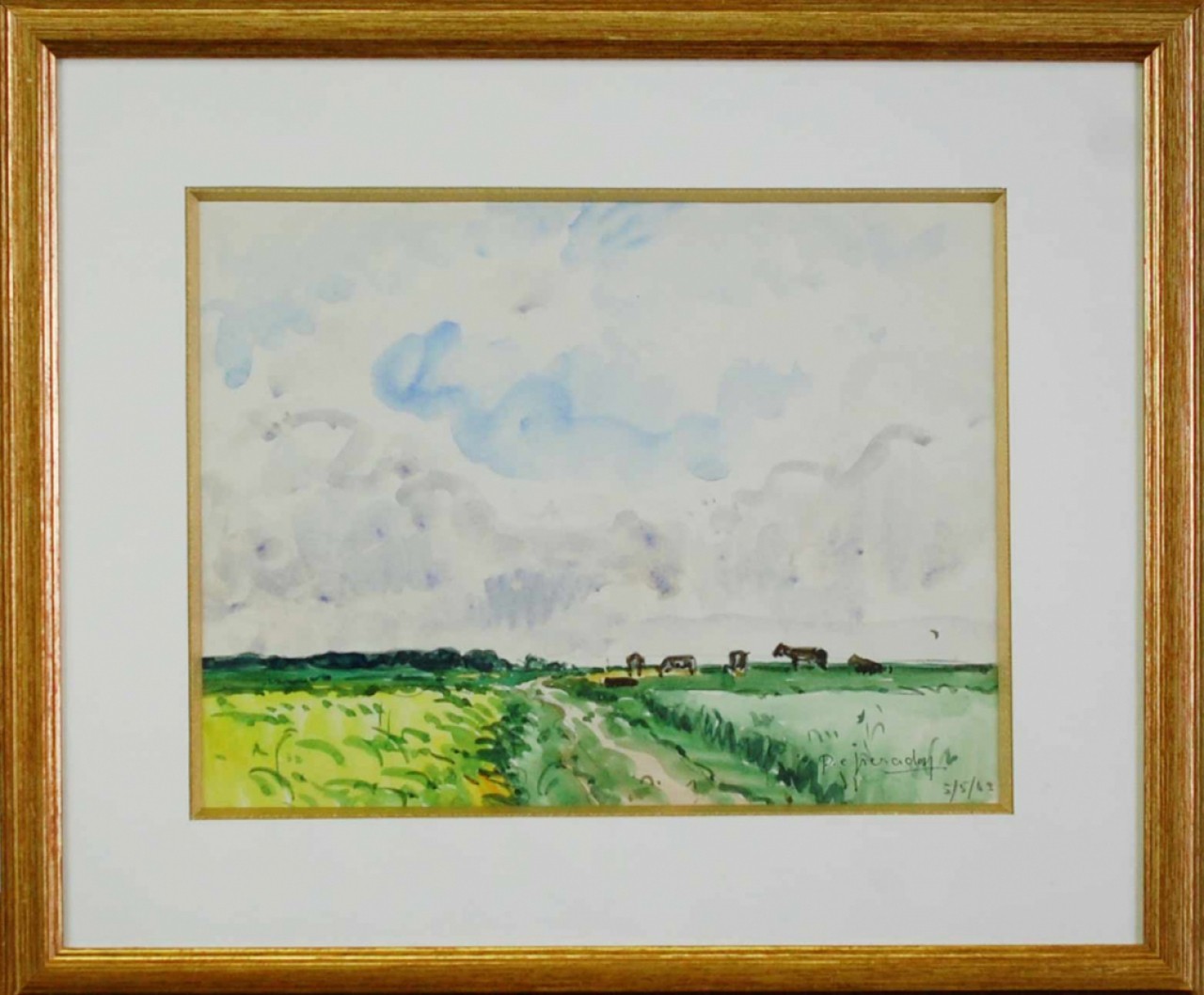 CAMPAGNE VERDOYANTE, Aquarelle, PERADON Pierre-Edmond (1893 - 1981)