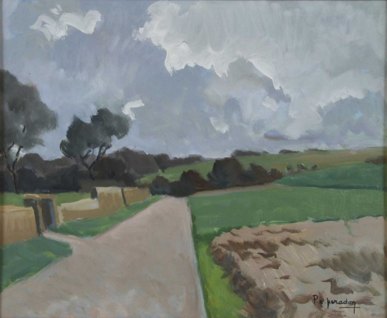 CIEL NUAGEUX, Huile sur panneau, PERADON Pierre-Edmond (1893 - 1981)