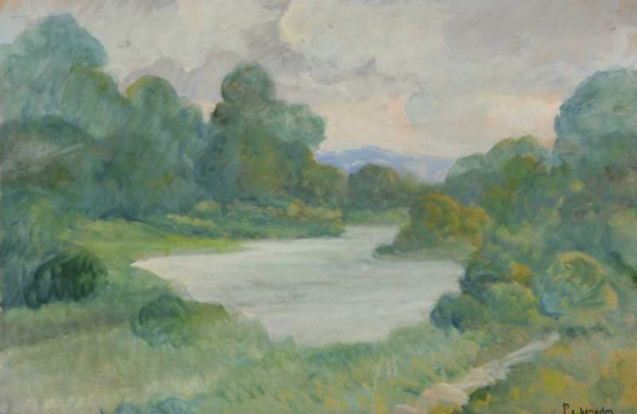 ETANG DANS LES MARAIS, Huile sur panneau, PERADON Pierre-Edmond (1893 - 1981)