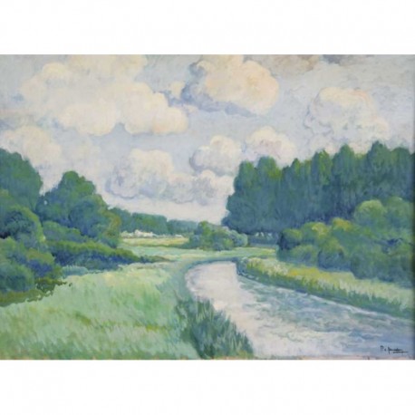 L ORNE A TRAVERS LA CAMPAGNE, Huile sur panneau, PERADON Pierre-Edmond (1893 - 1981)