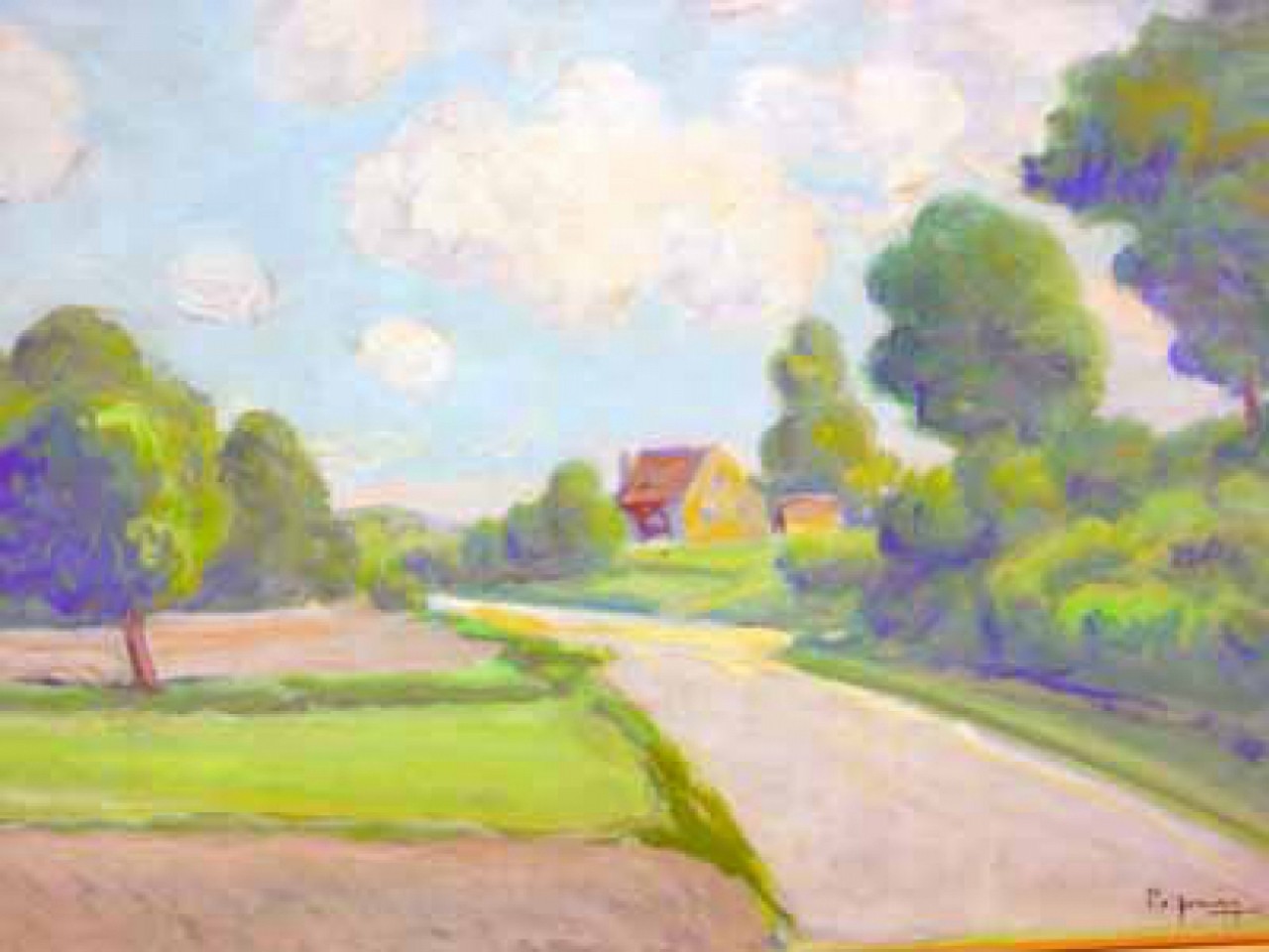 LA MAISON ENTOUREE D ARBRES, Huile sur panneau, PERADON Pierre-Edmond (1893 - 1981)