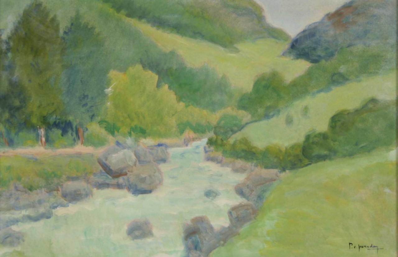 LE TORRENT DANS LE QUEYRAS, Huile sur panneau, PERADON Pierre-Edmond (1893 - 1981)