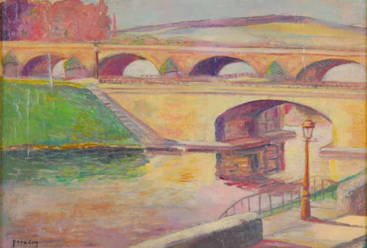 LES QUAIS, Huile sur panneau, PERADON Pierre-Edmond (1893 - 1981)