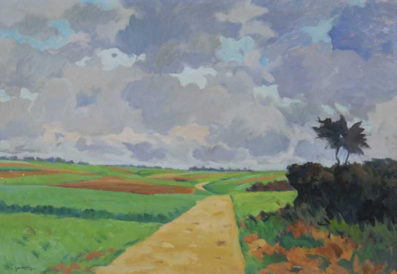 ROUTE MENANT A AMBLIE, Huile sur panneau, PERADON Pierre-Edmond (1893 - 1981)