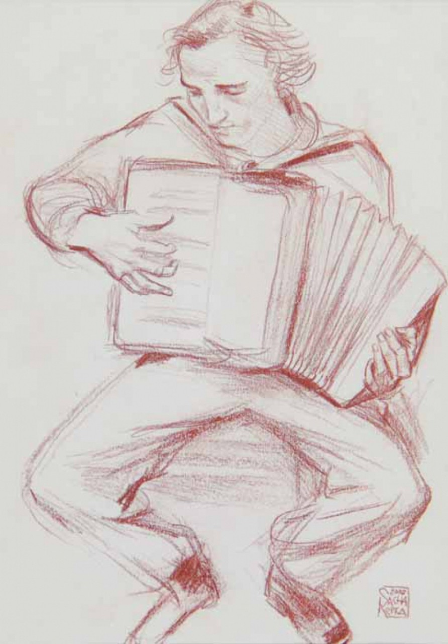 L’ACCORDEONISTE (I) - REPKA Alexandre (1967 - ) - Dessin