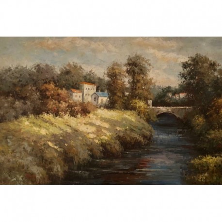 LE PETIT PONT - ROCCA Francisco (XX ème siècle) - Huile sur toile