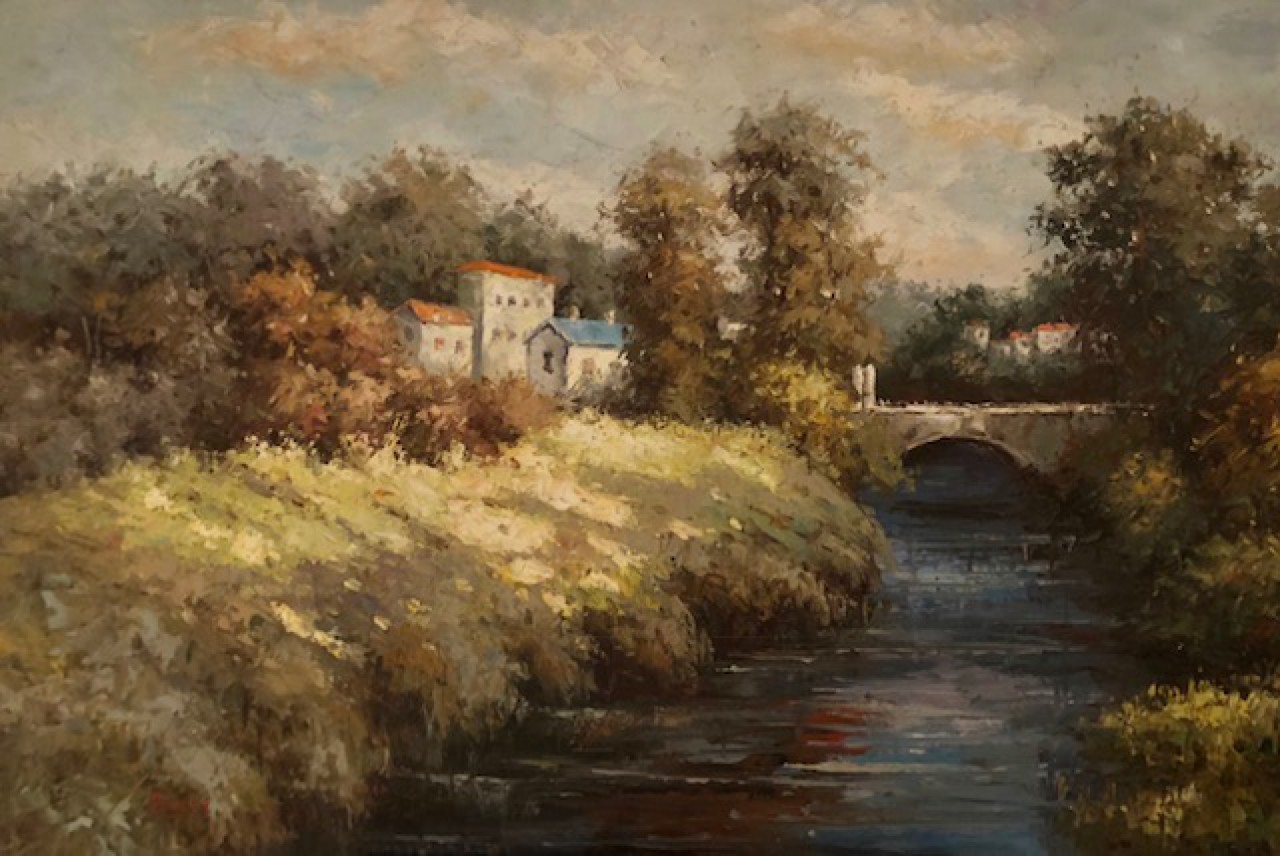 LE PETIT PONT - ROCCA Francisco (XX ème siècle) - Huile sur toile