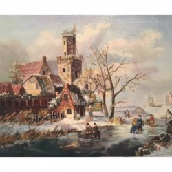 SCENE D'HIVER AVEC PATINEURS
