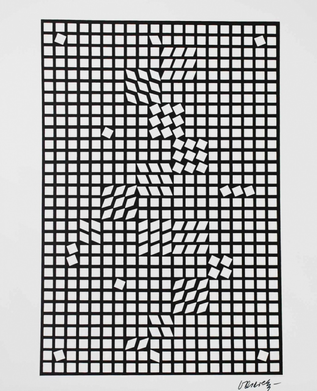 VASARELY Victor Tlinko quadrillage effet d'optique 