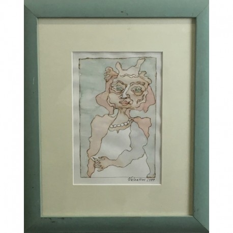 FEMME AU COLLIER - VAYNSHTEYN Valentina (1950 ) - Aquarelle