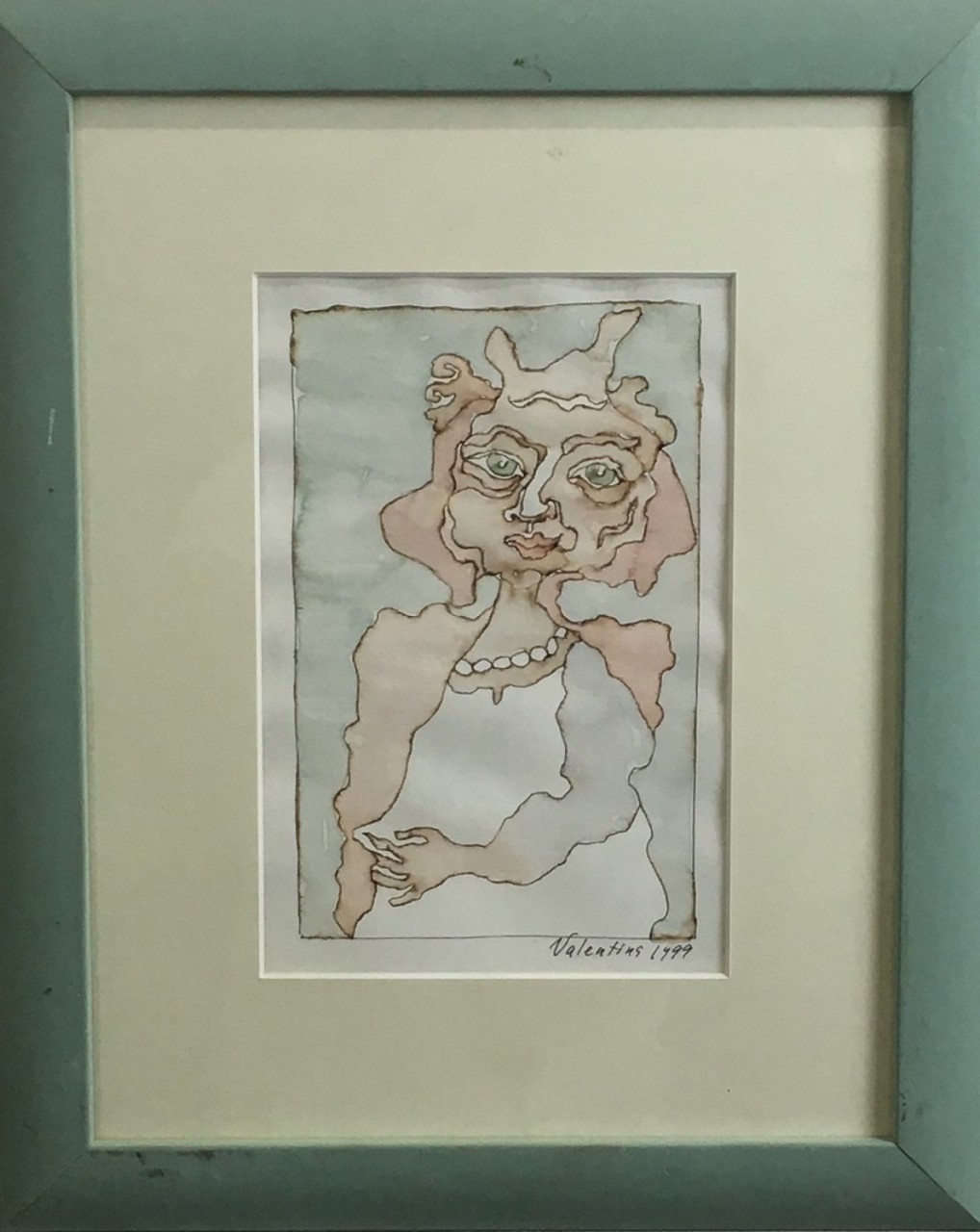 FEMME AU COLLIER - VAYNSHTEYN Valentina (1950 ) - Aquarelle