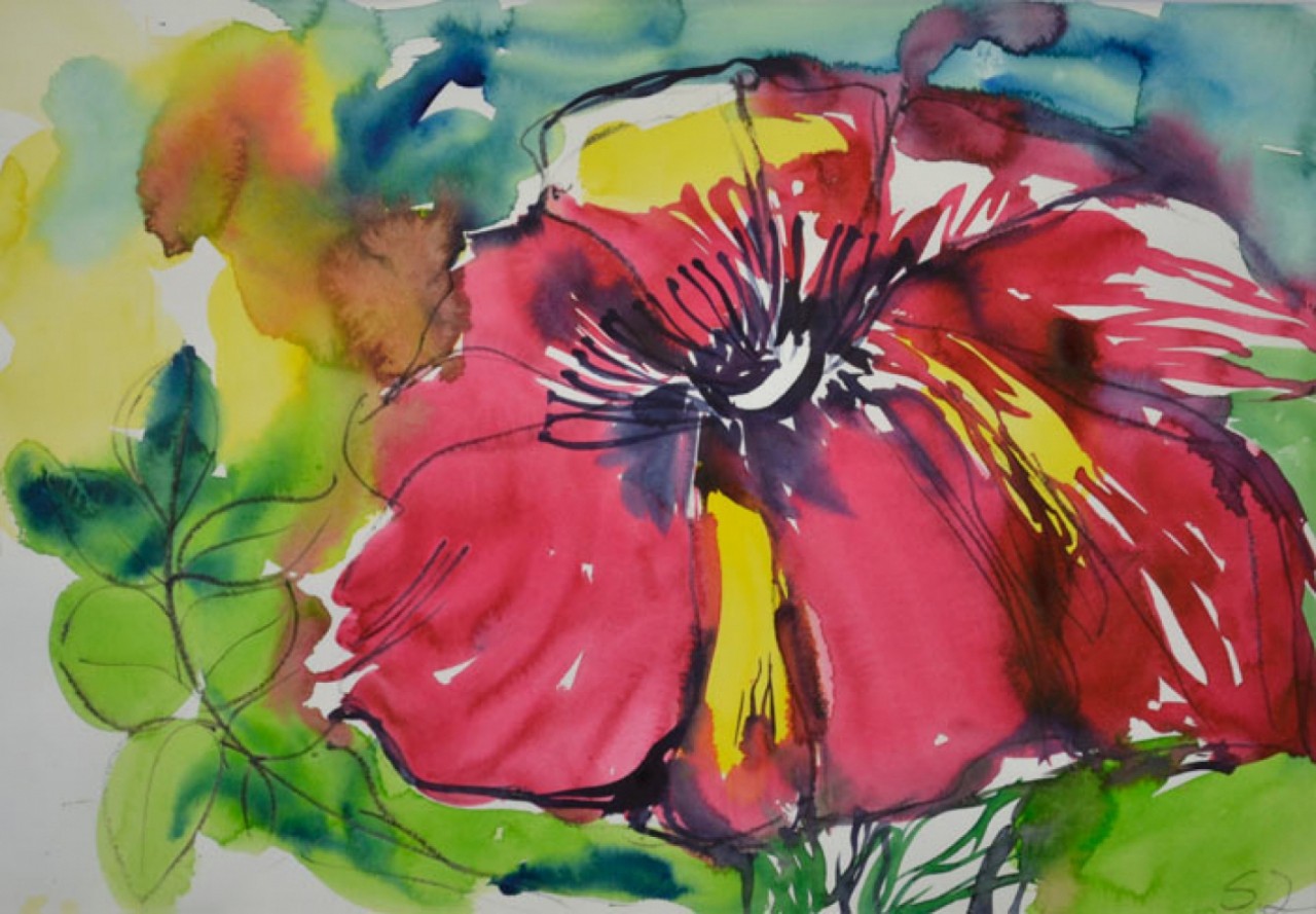 FLEURS - VON ROSENBAUM K. (XX ème siècle) - Aquarelle