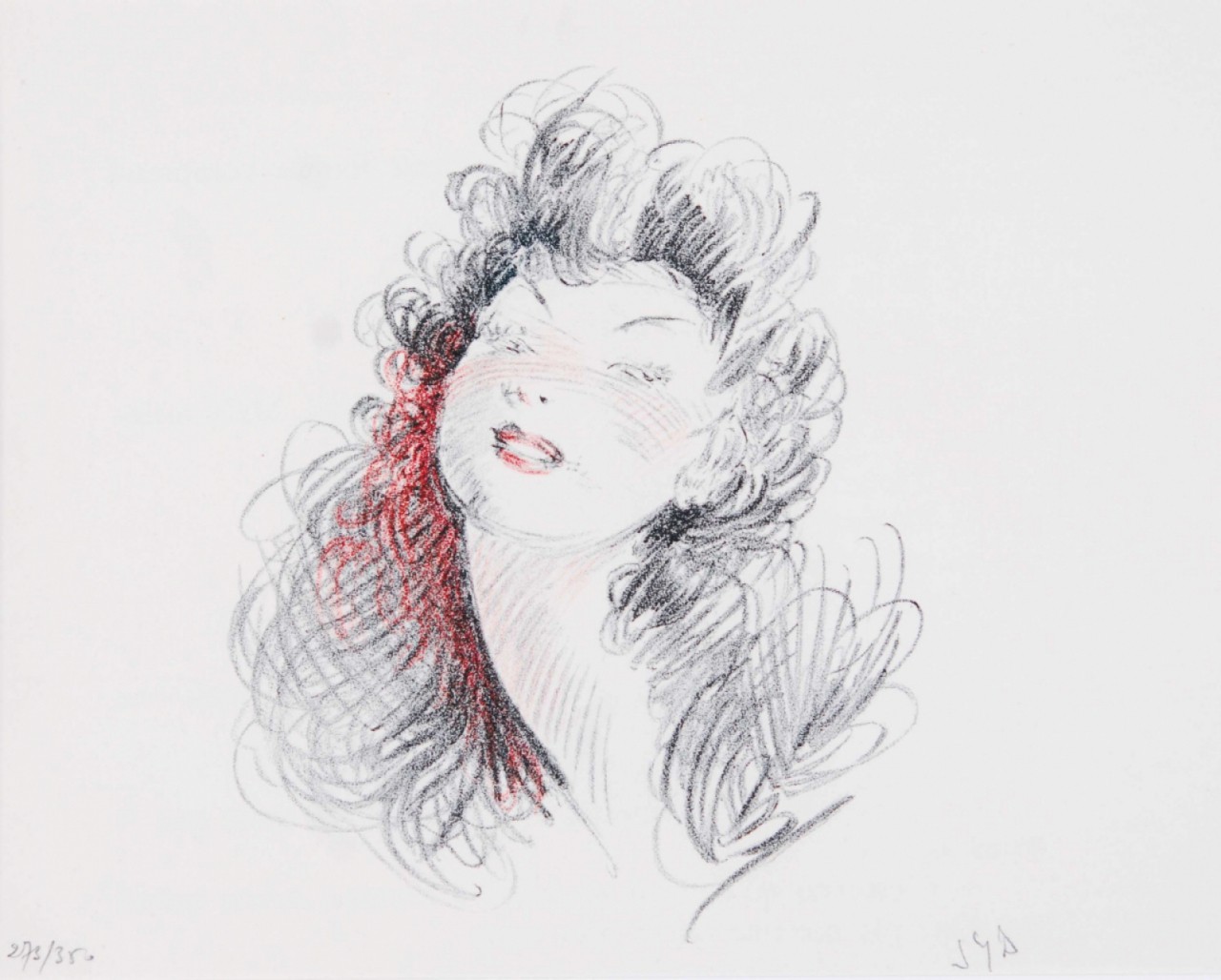 DOMERGUE Jean-Gabriel portrait de femme aux cheveux frisés